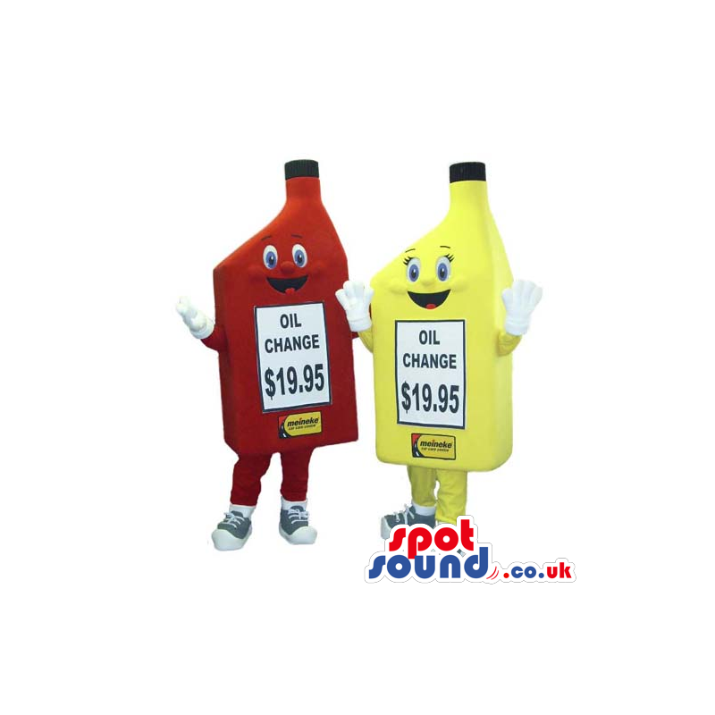 Customizable Couple Red And Yellow Oil Bottle Mascots - Custom