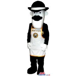 Character Mascot With A Mustache, A Hat And An Apron For Logos
