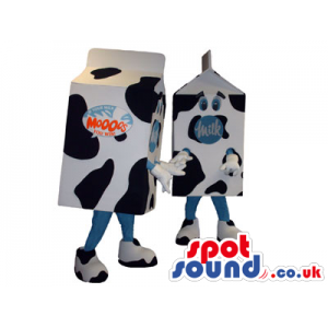 Two Milk Carton Mascots With Space For Logos And Brand Names -
