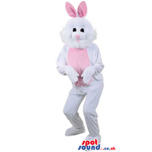 Customizable White And Pink Easter Bunny Rabbit Plush Mascot -