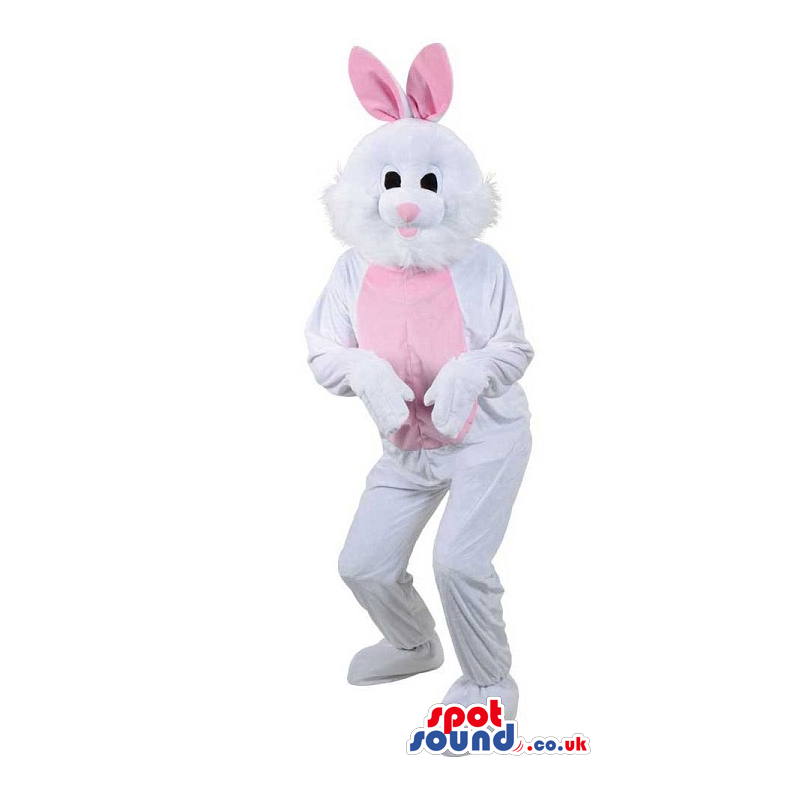Customizable White And Pink Easter Bunny Rabbit Plush Mascot -