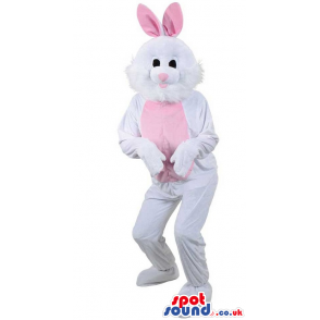 Customizable White And Pink Easter Bunny Rabbit Plush Mascot -