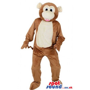 Customizable Brown Plush Monkey Animal Mascot With A Beige