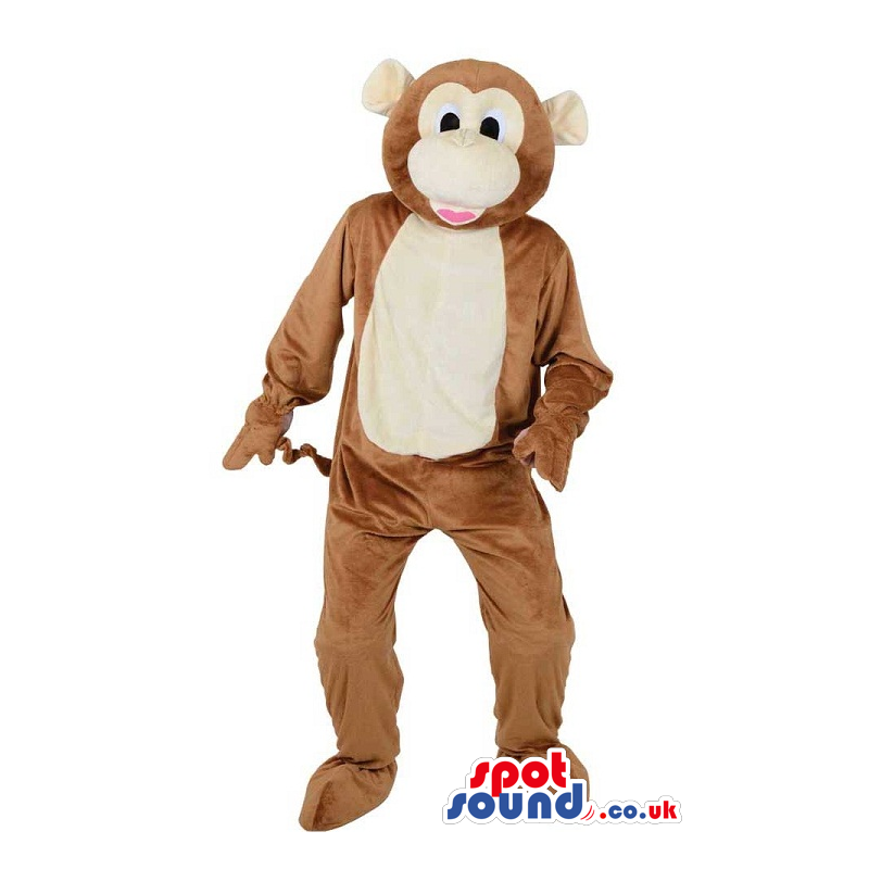 Customizable Brown Plush Monkey Animal Mascot With A Beige