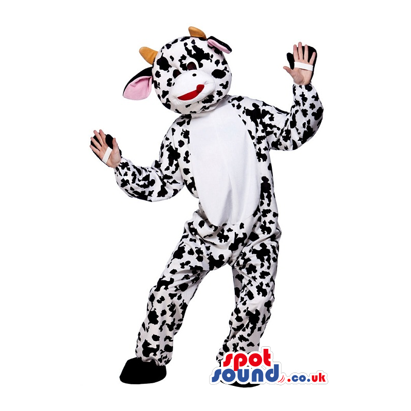 Customizable Cow Animal Mascot With Discovered Hands - Custom