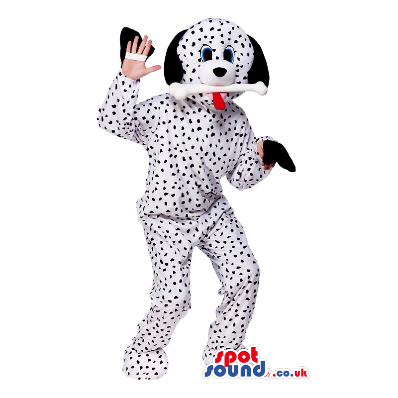 Customizable Dalmatian Dog Mascot With Discovered Hands -