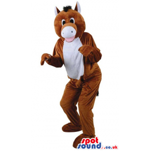 Customizable Brown Donkey Plush Mascot With White Belly -