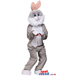 Grey Rabbit Mascot With Comfortable Option For Your Hands -