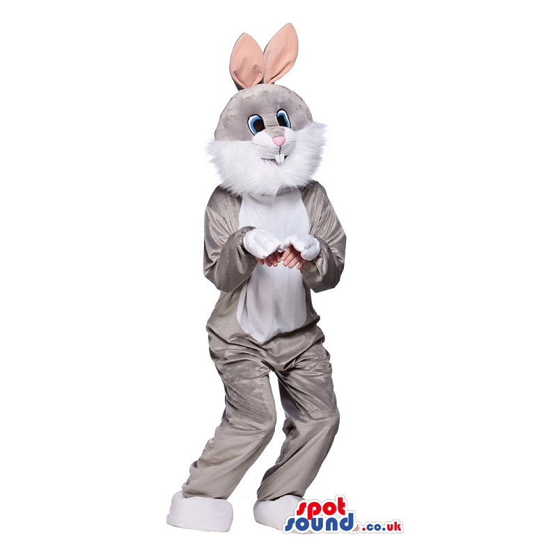 Grey Rabbit Mascot With Comfortable Option For Your Hands -