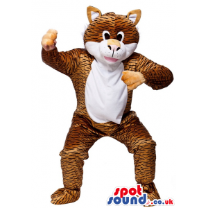 Customizable Plush Tiger Animal Mascot With A White Belly -