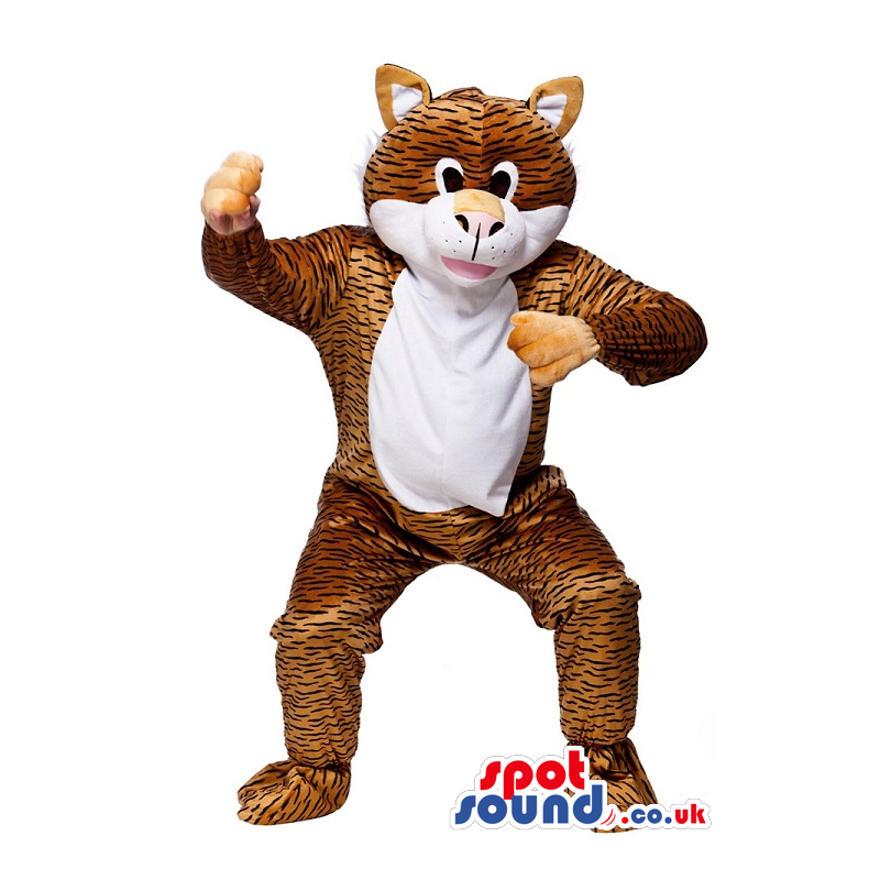 Customizable Plush Tiger Animal Mascot With A White Belly -