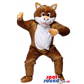Customizable Plush Tiger Animal Mascot With A White Belly -