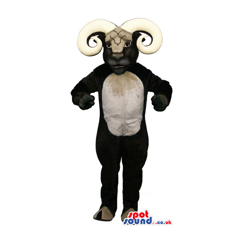 Customizable Plush Goat Mascot With A Beige Belly And Huge