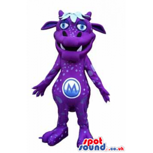 Customizable Purple Monster Creature Mascot With Logo - Custom