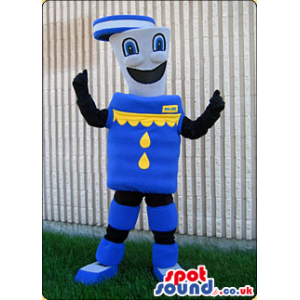 Customizable Blue And Yellow Mascot With A Funny Face - Custom