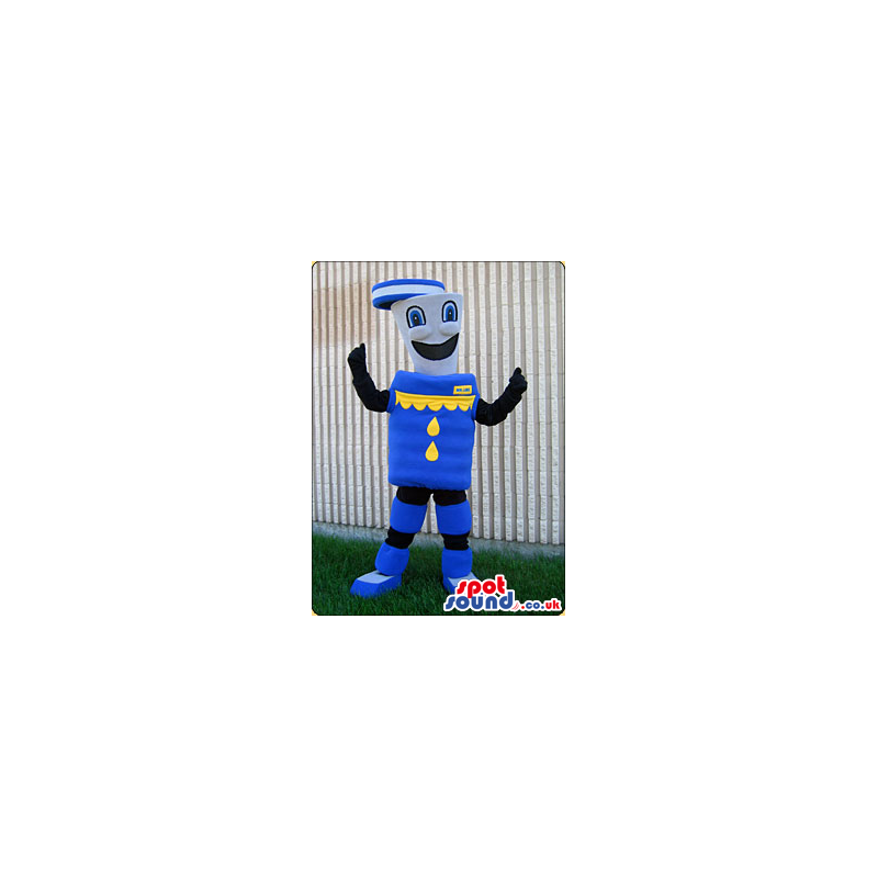 Customizable Blue And Yellow Mascot With A Funny Face - Custom