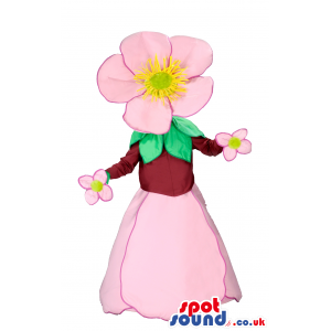 Customizable Pink Or Yellow Petals Flower Mascot With No Face -