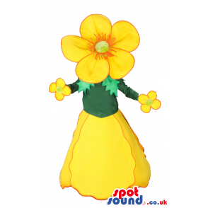 Customizable Pink Or Yellow Petals Flower Mascot With No Face -