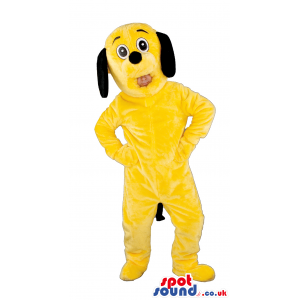 Customizable Yellow Plush Dog Mascot With Long Black Ears -