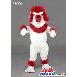 Customizable White Plush Dog Mascot With A Winter Hat - Custom