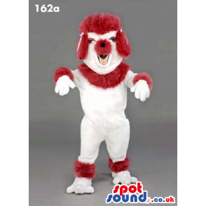 Customizable White Plush Dog Mascot With A Winter Hat - Custom