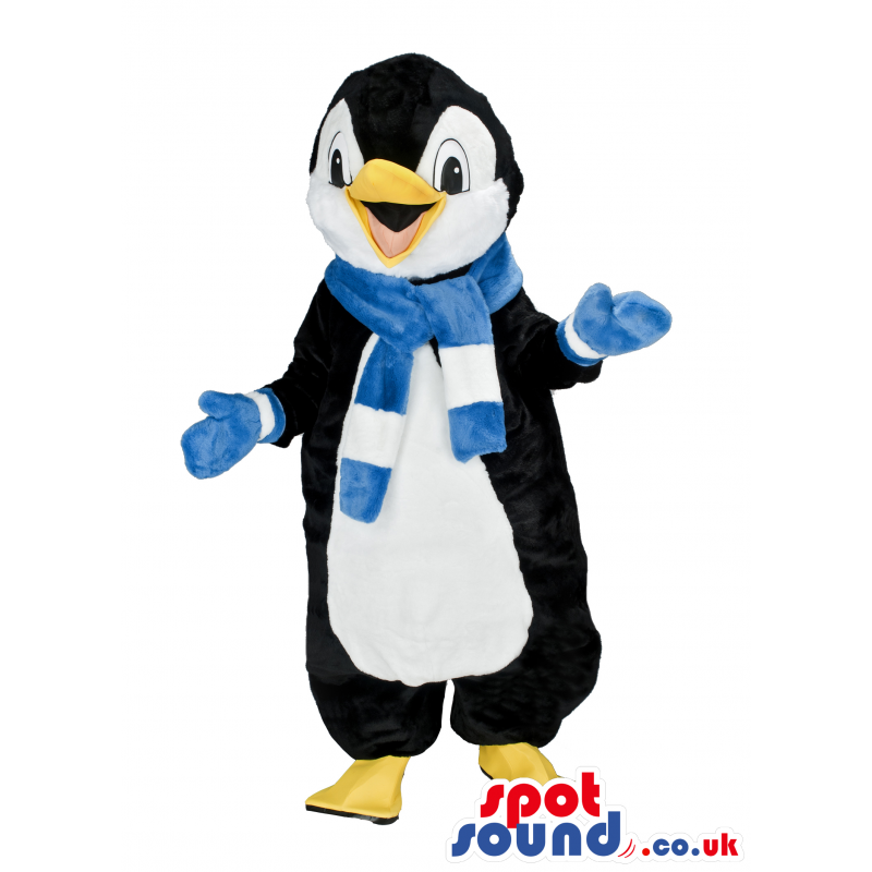 Customizable Happy Penguin Animal Plush Mascot Wearing A Scarf