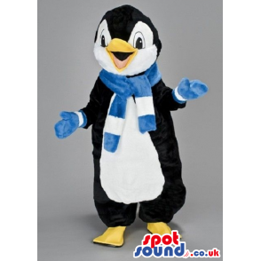 Customizable Happy Penguin Animal Plush Mascot Wearing A Scarf