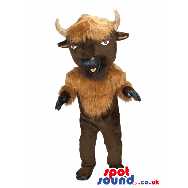 Customizable Brown Bison Animal Mascot With Small Horns -