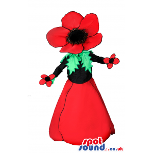 Customizable Red And Black Poppy Flower Mascot With No Face -