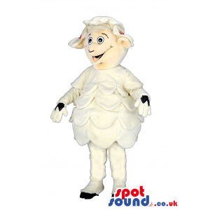 Customizable All White Funny Sheep Farm Animal Mascot - Custom