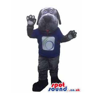 All Grey Funny Dog Pet Animal Mascot Wearing A T-Shirt With