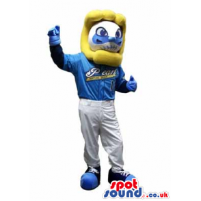 Customizable Blue And White Mascot Wearing Sports Clothes -