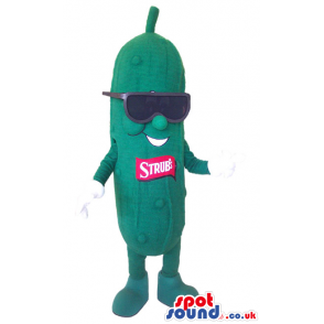 Customizable Green Cucumber Vegetable Mascot With Sunglasses -