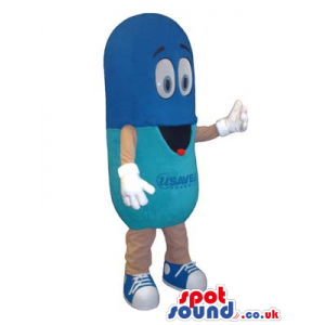 Customizable Funny Blue Medicine Pill Tablet Mascot - Custom
