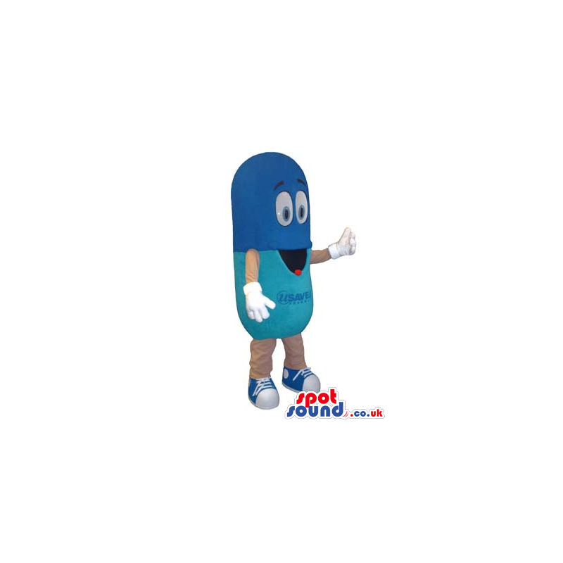 Customizable Funny Blue Medicine Pill Tablet Mascot - Custom