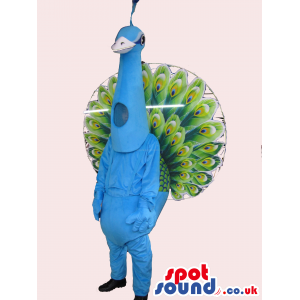 Customizable Lush Colorful Blue Peacock Bird Mascot - Custom