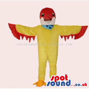 Customizable Colorful Yellow And Red Fantasy Bird Mascot -