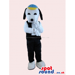 Customizable Funny Dog Mascot Wearing Clothes And A Cap -