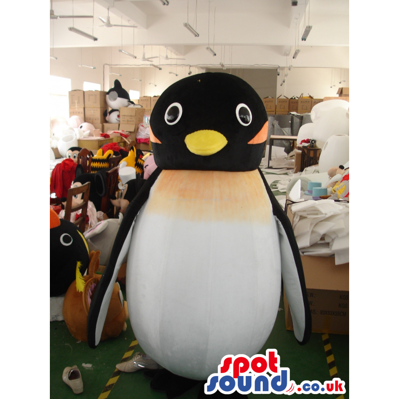 Penguin Animal Plush Mascot With Big Round Body And Yellow Beak