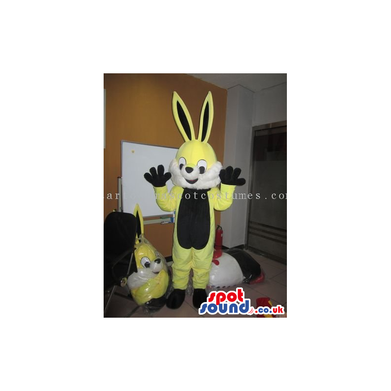 Customizable Yellow Rabbit Mascot With A Black Belly - Custom