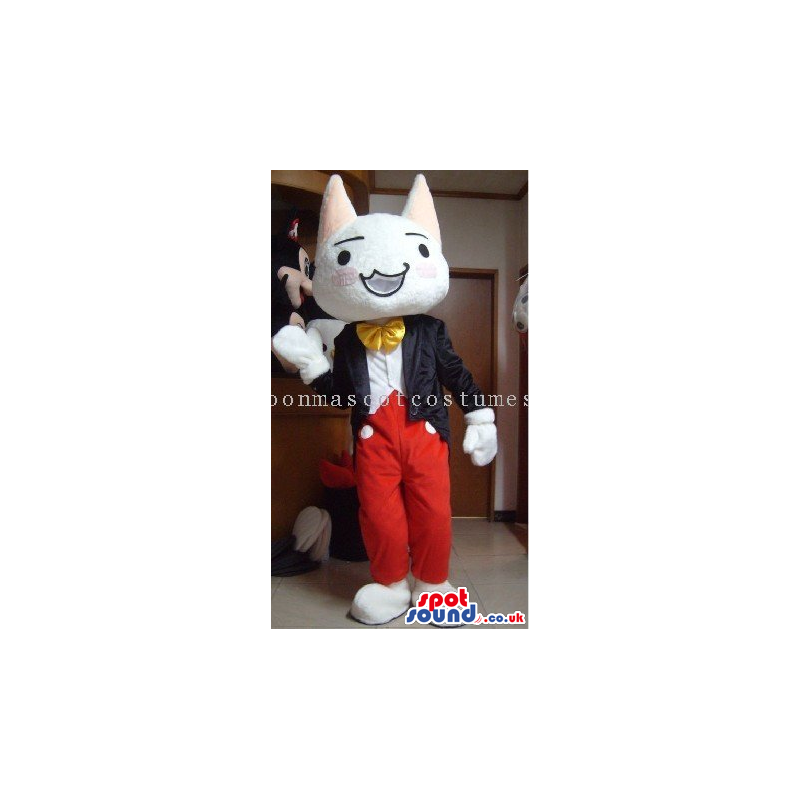 Funny White Rabbit Mascot Wearing Magician Garments - Custom