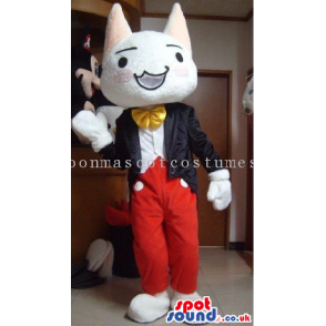 Funny White Rabbit Mascot Wearing Magician Garments - Custom