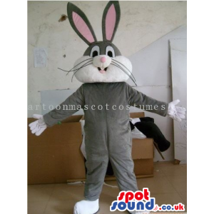 Bugs Bunny Grey Rabbit Character Mascot With A White Belly -