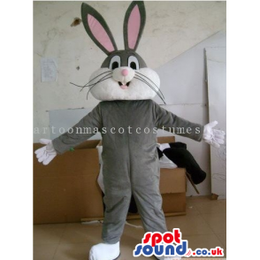 Bugs Bunny Grey Rabbit Character Mascot With A White Belly -