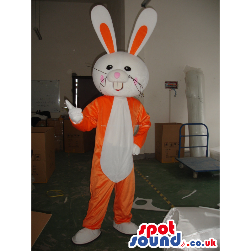 White And Orange Rabbit Animal Plush Mascot With A White Belly