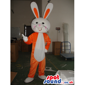 White And Orange Rabbit Animal Plush Mascot With A White Belly