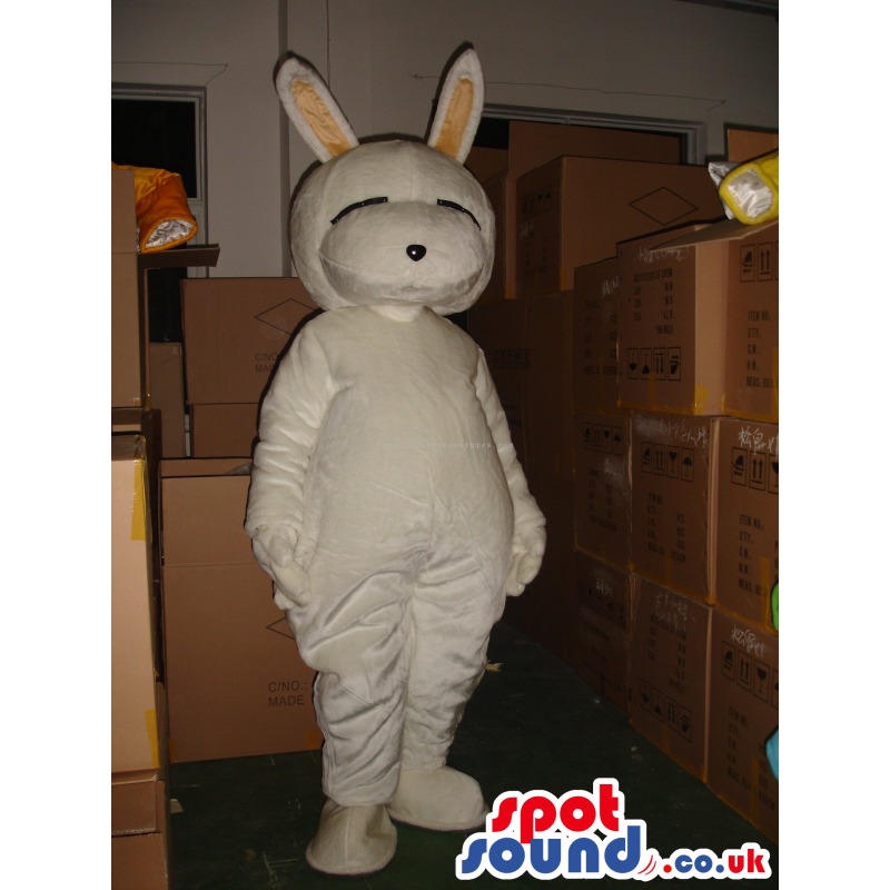 Customizable Plain All White Unique Rabbit Plush Mascot -