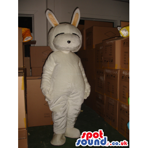 Customizable Plain All White Unique Rabbit Plush Mascot -