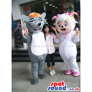 Couple Wolf And Sheep Plush Mascots With Different Garments -