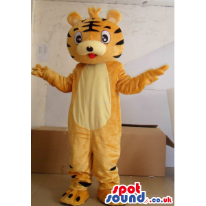 Customizable Orange And Yellow Cute Tiger Plush Animal Mascot -